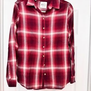 JACHS Girlfriend Red Plaid Button Down Shirt
